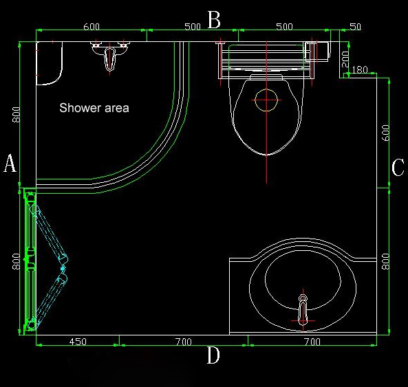 Bathroom pod floor plan for custom bathroom shell design