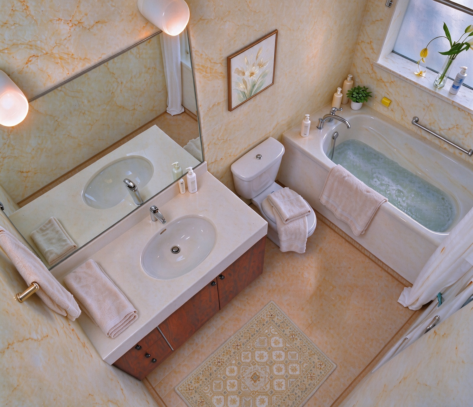 Hotel modular bathroom unit with SMC bathroom components