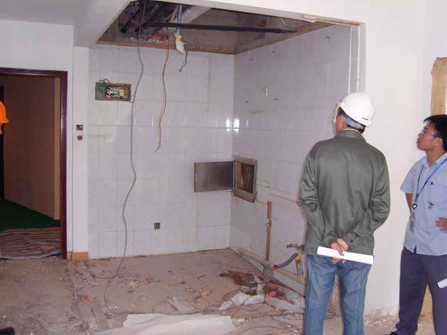 Existing room prepared with reserved water supply drainage and electrical connections
