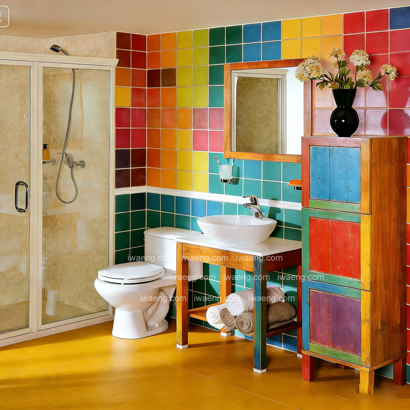 Prefabricated bathroom unit installed inside an existing room