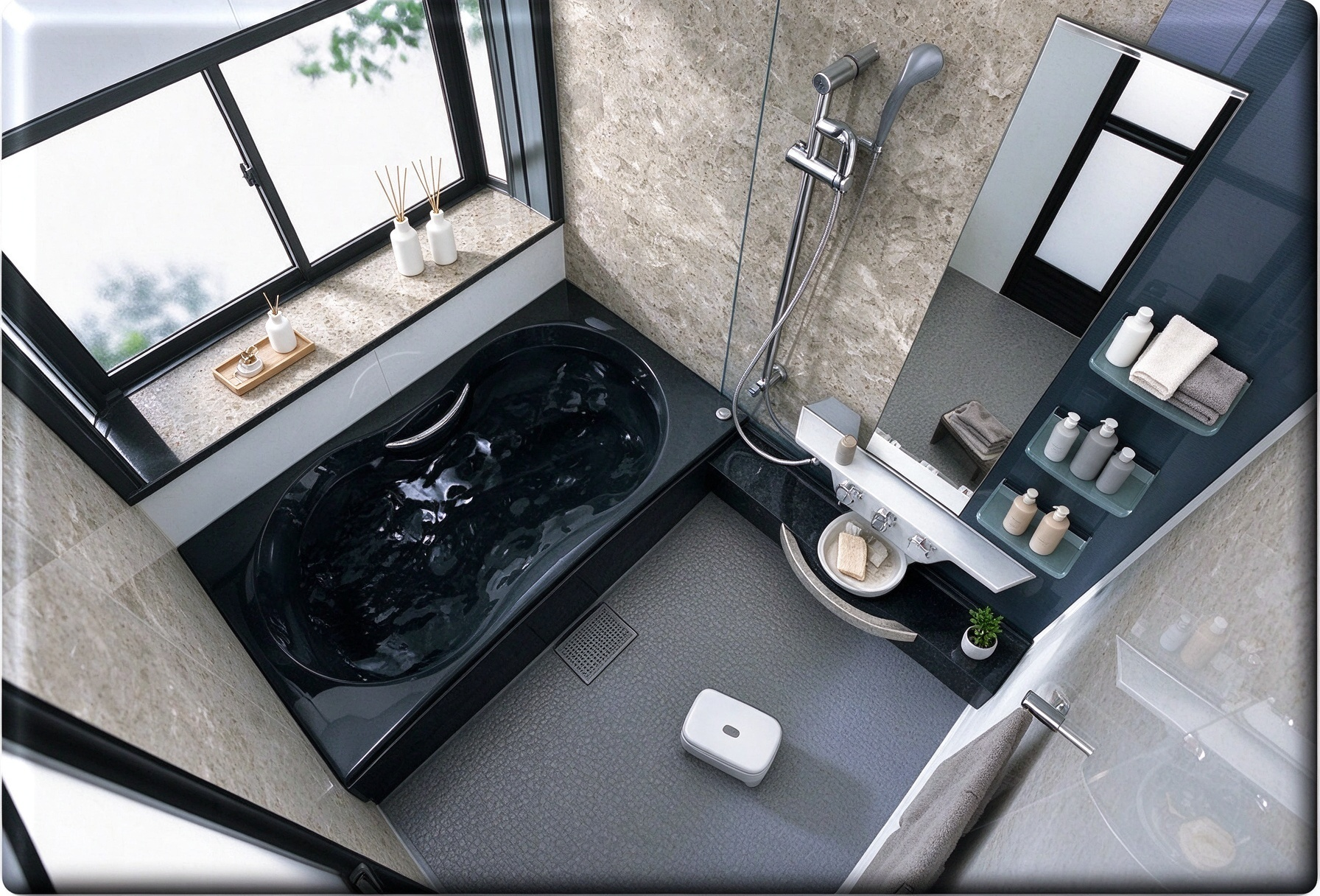 Finished bathroom pod interior