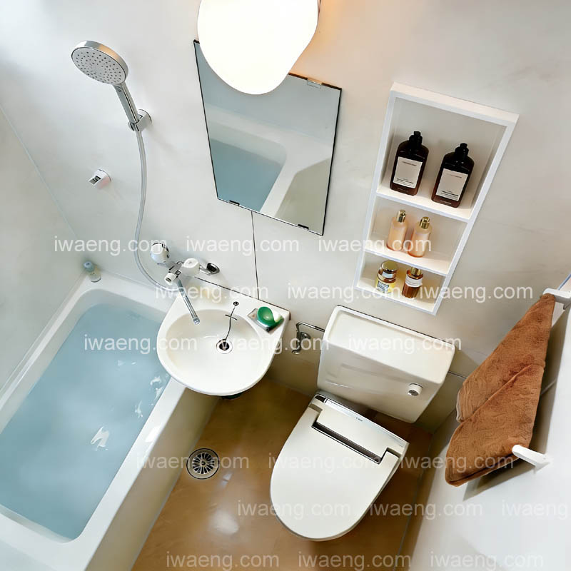 Complete bathroom pod with toilet basin and shower